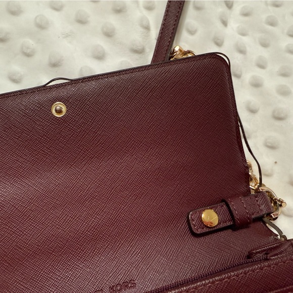 Michael Kors Wine and Tan Crossbody Bag - Picture 7 of 10